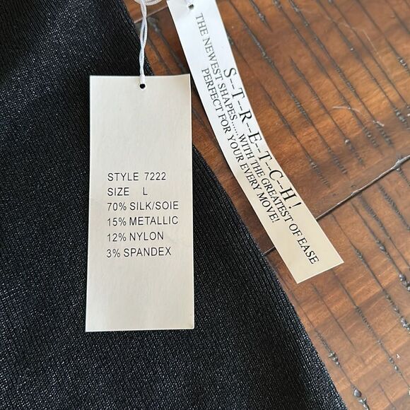 Euro-X silk blend black metallic sleeveless sweater glam maximalist L NWT - Picture 3 of 5